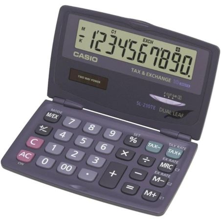 Casio SL-210TE Calculatrice de Poche Anthracite Ecran: 10 solaire, à Pile(s) (l x H x P) 120 x 12.5 x 73 mm